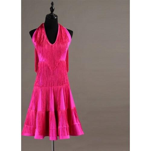 2020 custom made Women Dance Wear Ballroom Dress Samba Costume Party Dresses Sheer Mesh Stretchy Fringes Latin Dress