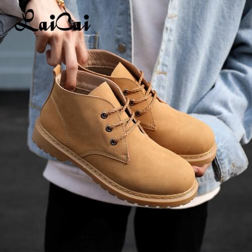 2021 Spring Thickened Mens Snow BootsTrendy All-Match Retro British Style warm Non-slip Ankle Boots Same Style Worker Boot Men