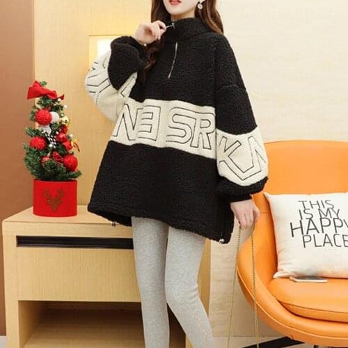 #2656 Winter Women No Hoodies Sweatshirts Full Sleeve Batwing Loose Sweatshirt Woman Large Size Warm Woolen False Tops Female