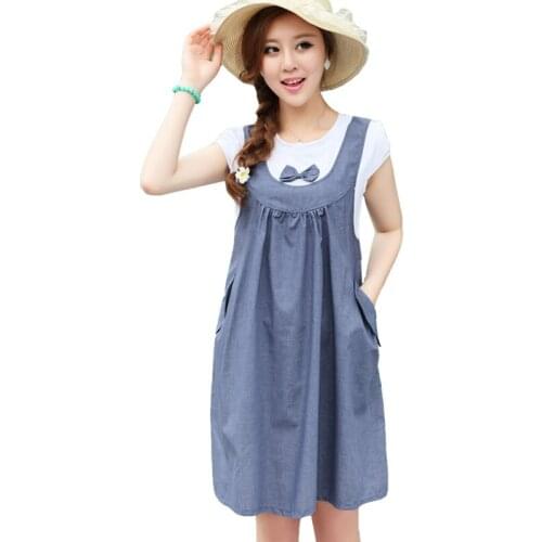 Plus Size Maternity Dresses Cotton Solid Dress Dot Bow Dresses For Pregnancy Womans Clothing clothes for pregnant summer dress