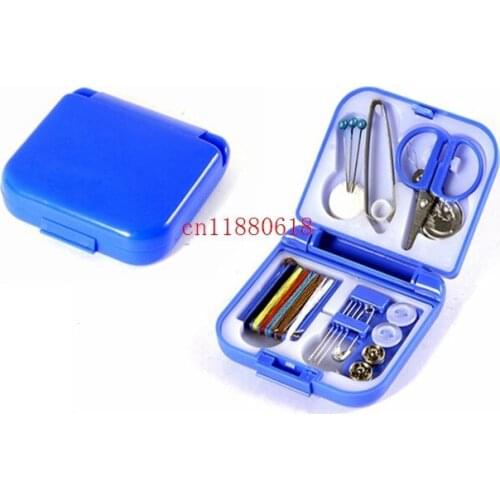 500sets/lot Free Shipping Portable Mini Travel PP Sewing Box With Color Needle Threads Sewing Kits Sewing Set DIY Home Tools