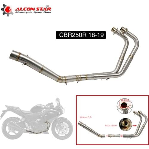 Alconstar- Mid Pipe Slip On For Honda CBR250 2018 2019 Stainless Steel Exhaust System Mid Tube Link Connect Pipe Without Muffler