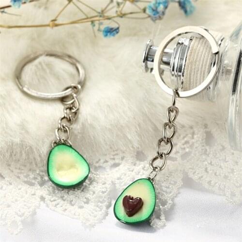 Fashion Fruit Key Chains Simulation Avocado Heart-shaped Keychain For Women Statement Jewelry Gift Llaveros Sleutelhanger