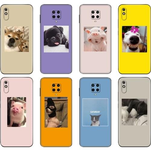 Black tpu Case For Xiaomi Redmi 7A 8 8A 9 9A Case Redmi Note 8T Note 8 Pro T Note 9 9S 9Pro Case Cute animal dog and pig avatars