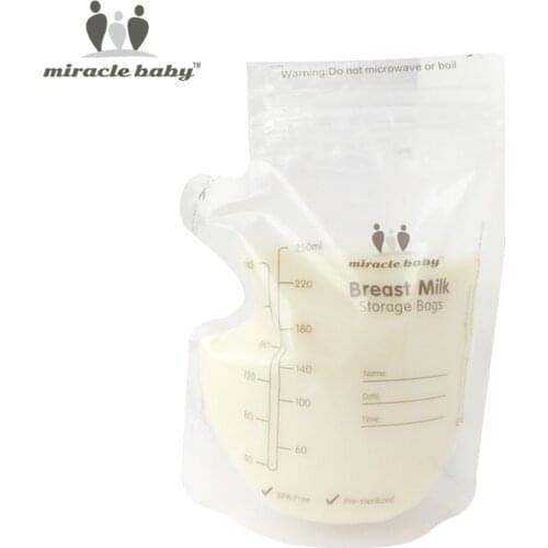 Miracle Baby 30pcs Breast Milk Storage Bags 250ml Safe Disposable PE Portable Mother Milk Organizer Bag Newborn Feeding Supplies