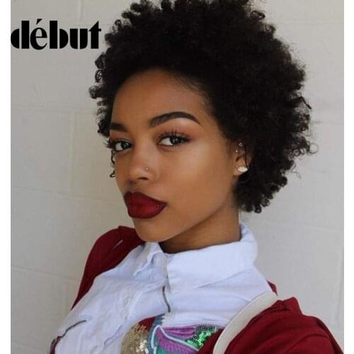 Debut Brazilian Remy Human Hair Wigs Pixie Curly Style Hair Machine Made Short Wigs For Women Color Dx1b/33/30 Free Shipping