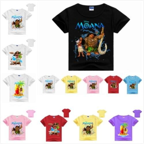 2020 Children Summer Short Sleeve T-Shirt Kids Disney Moana Print T Shirts For Baby Boys Girls Top Tee Clothes Costume 2-12 Year