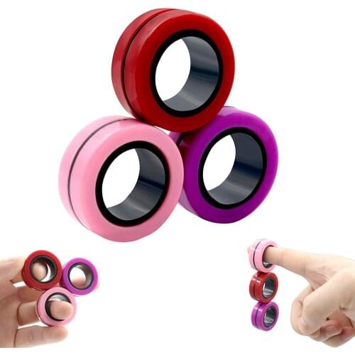 Adult Decompression Toys Anti-Stress Magnetic Rings Fidget Unzip Toy Magic RingTools Children Magnetic Ring Finger Spinner Ring