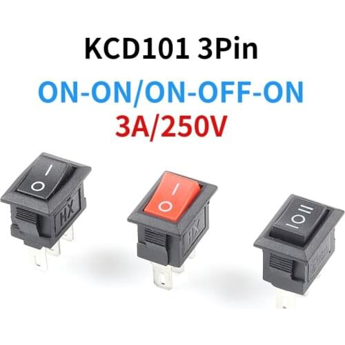 KCD101 Mini SPST 2/3 Position Snap-in Boat Rocker Power Switches 3Pin 10X15mm ON-ON/ON-OFF-ON 3A/250V Push Button Switch