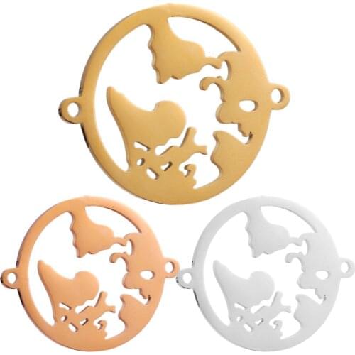 5pcs Lot Gold Stainless Steel World Map Pendant Connectors Charm DIY Earrings Jewelry Making Supplies Wholesale Bulk Items