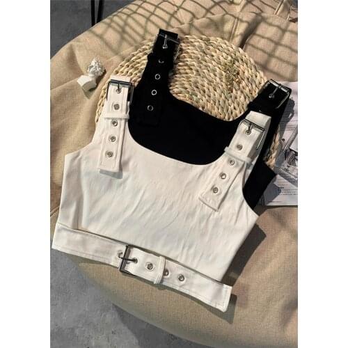 Girls Short Tops Baby Dance Hiphop Jazz Vest Metal Buckle Midriff-baring Tee Fashion Teen Girls Clothes