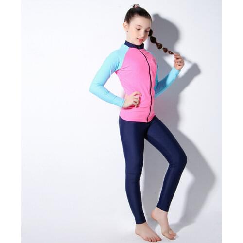 Front Zipper Conservative Child Swimsuit For Teenage Girl Three Piece Children Swimwear Kids 2021 Muslim Swimming Suit For Kids
