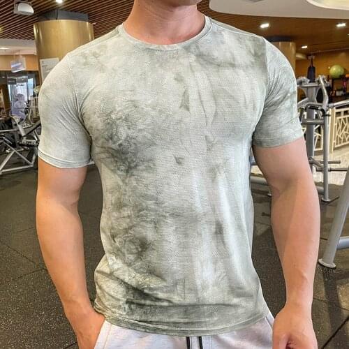 Summer ice feels mesh Men short sleeves Running T-Shirts Quick Dry Sport T-Shirts,Fitness Gym Breathable thin Dye ink Shirts