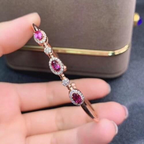 Top Sale 100% Natural and Real Garnet Bangle 925 sterling silver Garnet Bangle