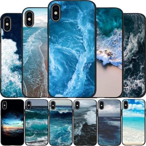 Blue ocean art Soft Silicone TPU black Phone Case For iPhone 5 5S SE 6 6plus 7 8 plus X XS XR XS Max 11 Pro Max