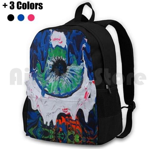 Eye Ball Outdoor Hiking Backpack Waterproof Camping Travel Eyeball Eye Dripping Psychedelic Trippy Cool Colorful Interesting
