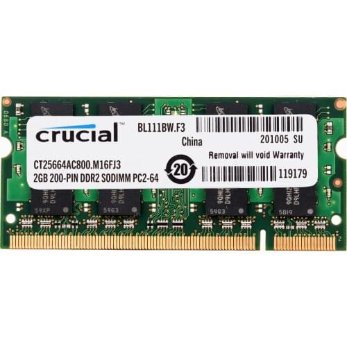 Crucial Laptop Memory DDR2 667/800 MHZ DDR2 2GB 4GB laptop RAM 4GB=2PCS 2G PC2-5300/6400S 1.8V