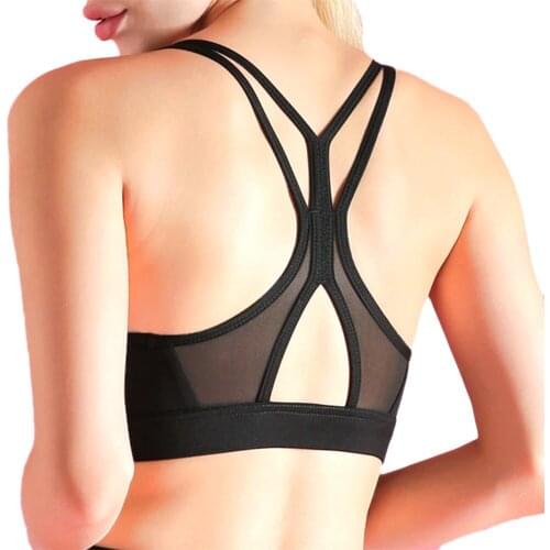 Sexy Mesh Yoga Bra High Strength Shockproof Gym Fitness Bra Women Tops Workout Running Woman Plus Size Sports criss cross Bra