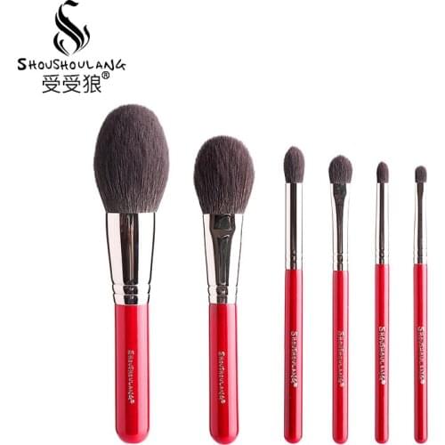 Shoushoulang Professional Handmade Make Up Brush Kit Soft Synthetic Goat Hair Face Powder Blush Eye Shadow Makeup Brush Set