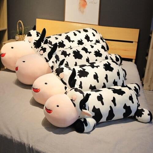 80cm/100cm Lifelike Milk Cow Plush Toys Soft Cartoon Stuffed Animal Cattle Doll Nap Pillow Sofa Cushion Best Gift Birthday Gifts