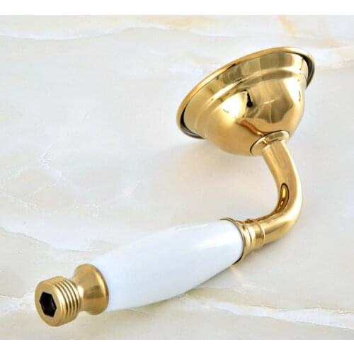 Luxury Gold Color Polished Brass Telephone Style Ceramics Hand Held Water Saving Shower Head ahh049