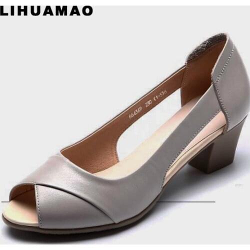 LIHUAMAO peep toe wedges sandals square heel pumps elegance comfy sandals dancing wedding party office lady