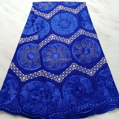 Blue Swiss Voile Lace In Switzerland High Quality 2019 Dry 100% Cotton Voile Lace Embroidery Materials Swiss Voile Lace Fabric