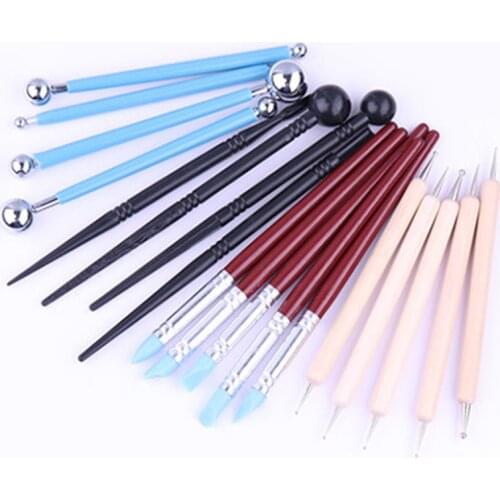 Sculpture Tool Pottery Clay Mandala Dotting Stencils Rocks Template Rods Ball Stylus Craft Stamp Tools for ceramics kit 18pcs/s