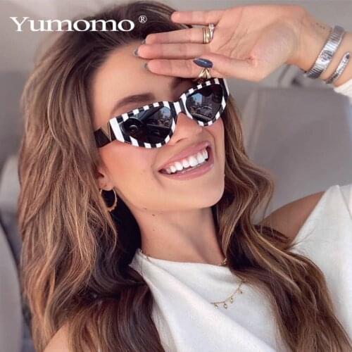 Luxury Brand Women Sunglasses Fashion Cat Eye Black white Striped Decorative Sunglasses Female Trend Modern Glasses Oculos