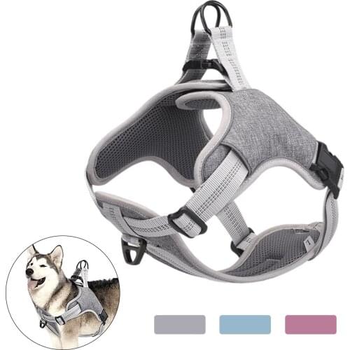 Reflective Nylon Pet Dog Harness Vest Adjustable Breathable Mesh Dog Safety Walking Harness Vest Supplies for Small Medium Dogs