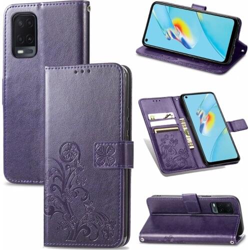 Embossed Flower Leather Cover For OPPO A54 4G Case Wallet Leather Phone Cases For OPPO A 54 Protective Cover Funda