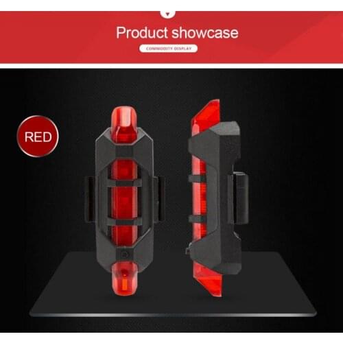 Bicycle Outdoor Riding Cycling Tail Light Waterproof 5 LED USB Rechargeable Mountain Bik Safety Warning Light Bicycle Accessory