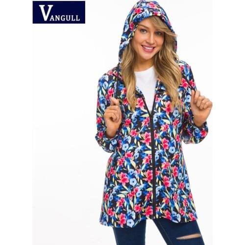 Fashion Street wear Womens Clothing 2018 Autumn Print hooded Female thin Coats loose zipper long sleeve women Basic Jackets