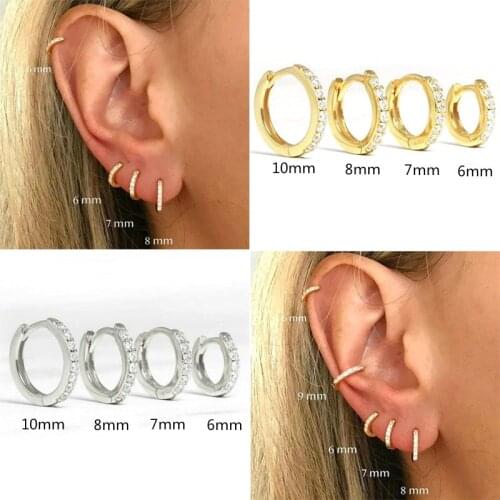1 Pair Gold Plated CZ Small Hoop Earrings Cartilage Earring Mini Jewellry