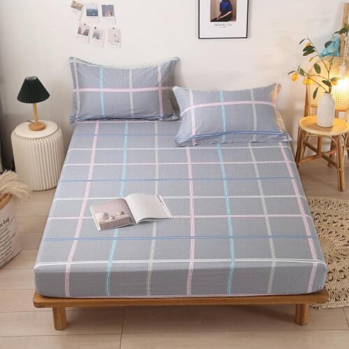 Bonenjoy 1 pc Mattress Cover With Elastic Pure Cotton King Size drap housse Lattice Style Fitted Sheet For Adult (No Pillowcase)