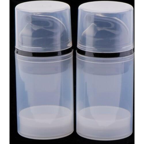 2Pcs Plastic Vacuum Pump Bottles, Empty Reusable Air Pump Bottles, Lotion Pump Containers Spray Dispenser, Clear Color