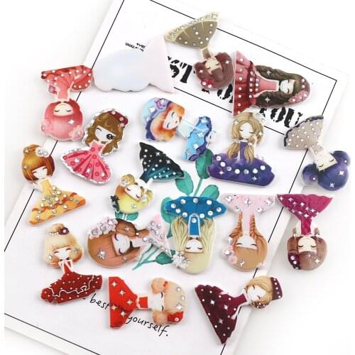 20 Pieces Mixed Size 20 ~ 30mm Cartoon Cute Girl DIY Brooch Pin Bag Acrylic Mini Brooch Icon Scrapbook Decoration