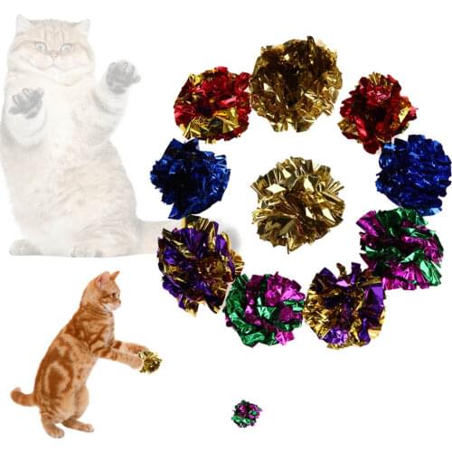 6/12Pcs Cat Toys Mylar Crinkle Ball for Cat Kitten Interactive Sound Ring Paper Playing Balls Funny Pet Cat Products