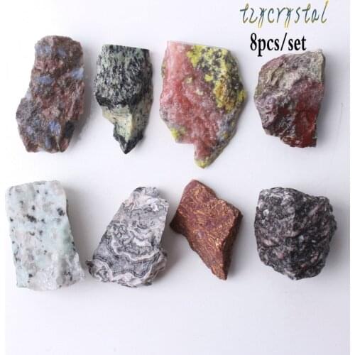 8PCS Natural Rough Mixed Irregular Raw Stone Specimen Stone Collection
