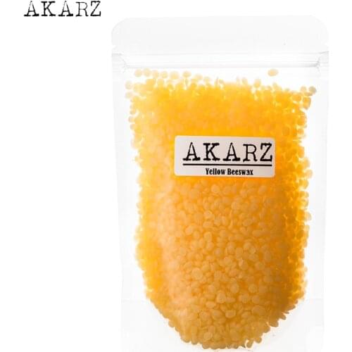 AKARZ Famous brand 100% Organic Natural Pure Yellow Beeswax Pellet Honey Cosmetic Grade Lipstick Soap skin care DIY raw material