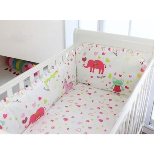 Promotion! 6PCS Cartoon Baby Bedding Sets Baby Nursery Bedding Cot set (bumpers+sheet+pillow cover)