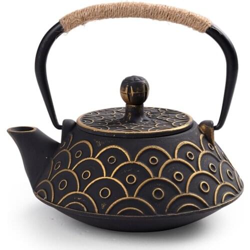 Antique cast iron tea pot with tea strainer filter handmade teapot home tea kettle 900ml