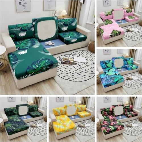 Tropical Leaves Sofa Seat Cushion Cover for Living Room Corner Sofa Armchair Slipcover Elastic Couch Covers 1/2/3/4 Seater