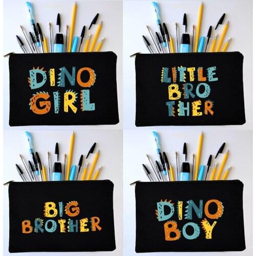 Little Dino Print Large Capacity Pencil Case Cute Pencilcase School Supplies Pencil Bags Box Stationery Pouch Travel Makeup Bag
