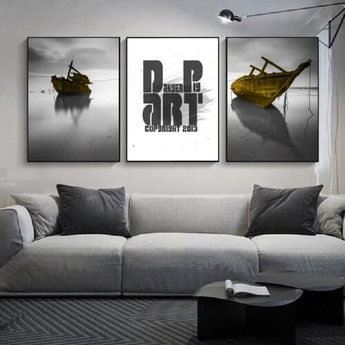 Black and White Landscape Wall Art Canvas Paintings Peace Lake Surface Scene Wall Art Prints and Posters Living Room Home Decor