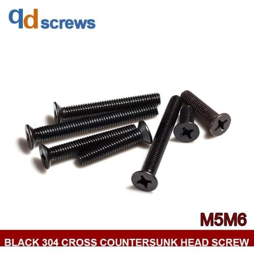 Black Oxide 304 M5M6 stainless steel Countersunk flat head screws with cross recess Phillips flat head screw GB819 DIN965