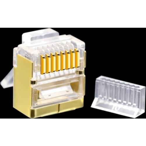 CNCBO Flat Cat6 FTP Gold-Plated Copper Shell RJ45 Ethernet Connector Modular Computer Network Plug Gigabit