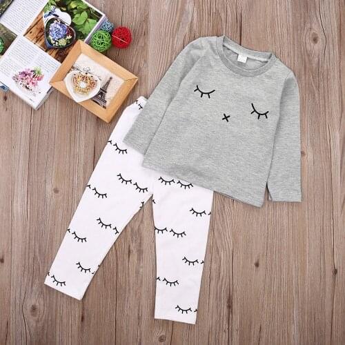 Toddler Infant Newborn Kids Baby Girls Boys Unisex Long Sleeve T shirt Tops Pants 2PCS Set Outfits Clothes