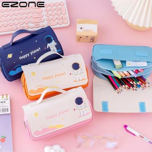 EZONE Large Capacity Pencil Case Portable Stationery Bag Cartoon Creative Multifunctional School Stationery Box Pencil Bag Gift