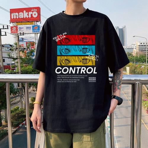 Chainsaw Man CONTROL T Shirt Men Graphic Print Tees Tops Men Women Oversized Short Sleeve T-shirt Harajuku Unisex Clothing